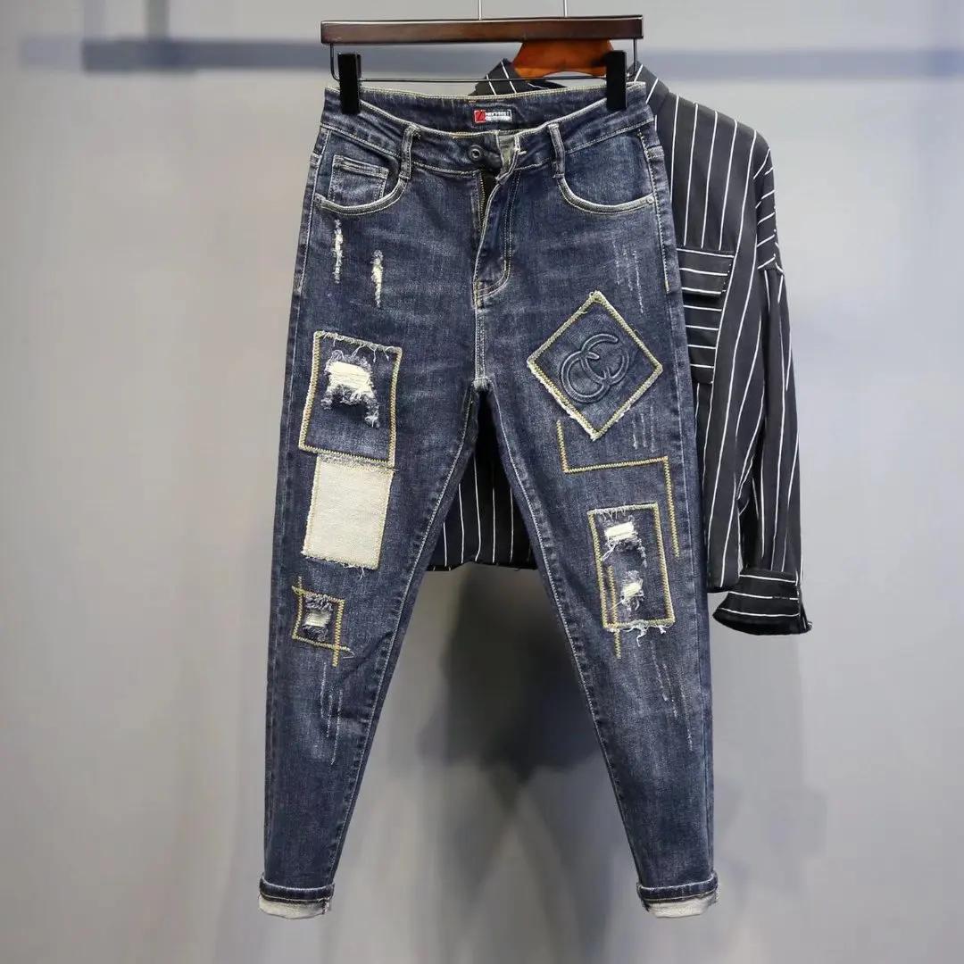 Autumn Winter 2022 Beggar Streetwear Fashion Korean Slim Hip Hop Pencil Vintage Skinny Man Ripped Jeans Streetwear P